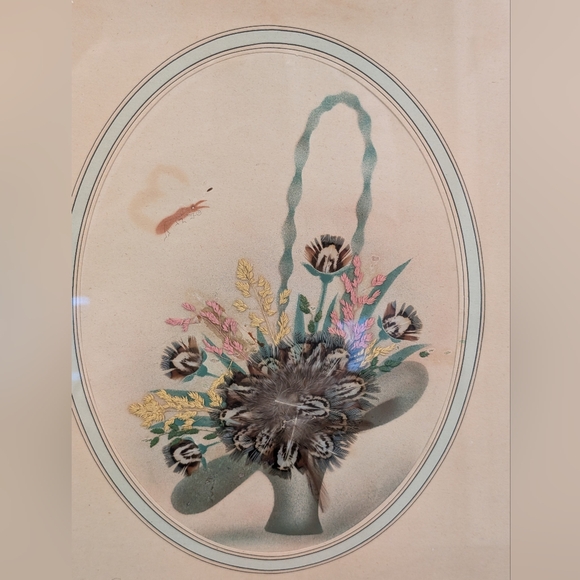 Ida Bisek Procop Painting Prairie Pictures Feather Flower Craft Art Handmade VTG - Picture 2 of 10